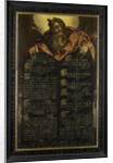 The Tablets of the Law of the Ten Commandments in calligraphy shown by Moses by Anonymous