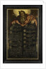 The Tablets of the Law of the Ten Commandments in calligraphy shown by Moses by Anonymous