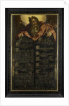 The Tablets of the Law of the Ten Commandments in calligraphy shown by Moses by Anonymous