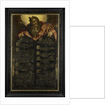 The Tablets of the Law of the Ten Commandments in calligraphy shown by Moses by Anonymous