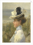 Young woman overlooking the sea by Isaac Israels