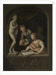 A Girl Drawing and a Boy near a Statue of Venus by Pieter van der Werff