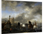 Watering Horses near a Boundary Marker by Philips Wouwerman