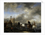 Watering Horses near a Boundary Marker by Philips Wouwerman