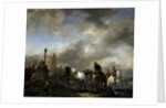 Watering Horses near a Boundary Marker by Philips Wouwerman