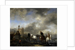 Watering Horses near a Boundary Marker by Philips Wouwerman