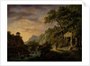 Arcadian Landscape with sunset by Daniël Dupré