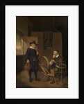 Interior with an Angler and a Man Sitting at a Spinning Wheel and Reel by Quiringh Gerritsz. van Brekelenkam