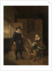 Interior with an Angler and a Man Sitting at a Spinning Wheel and Reel by Quiringh Gerritsz. van Brekelenkam