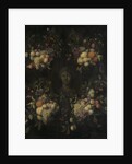 Marble Bust surrounded by a Festoon of Fruit by Jan Frans van Son