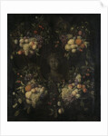 Marble Bust surrounded by a Festoon of Fruit by Jan Frans van Son