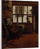 Interior with a Woman at a Spinning Wheel by Esaias Boursse