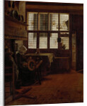 Interior with a Woman at a Spinning Wheel by Esaias Boursse