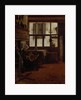 Interior with a Woman at a Spinning Wheel by Esaias Boursse