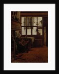 Interior with a Woman at a Spinning Wheel by Esaias Boursse