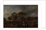 Farmstead with the Gentleman Farmer and his Wife and the Painter in the foreground by Jan Pietersz Opperdoes