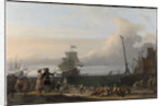 Dutch Ships at anchorage at Texel, in the middle the Golden Lion, the Flagship of Cornelis Tromp, The Netherlands by Ludolf Bakhuysen