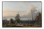 Dutch Ships at anchorage at Texel, in the middle the Golden Lion, the Flagship of Cornelis Tromp, The Netherlands by Ludolf Bakhuysen