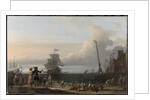 Dutch Ships at anchorage at Texel, in the middle the Golden Lion, the Flagship of Cornelis Tromp, The Netherlands by Ludolf Bakhuysen