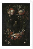 Garland of Flowers surrounding Portrait of Hieronymus van Weert, Martyr of Gorkum by David Teniers II