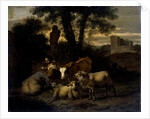 Italian Landscape with Shepherdess and Animals by Simon van der Does