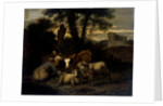 Italian Landscape with Shepherdess and Animals by Simon van der Does