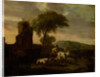 Italian Landscape with Shepherdess and Animals by Simon van der Does