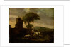 Italian Landscape with Shepherdess and Animals by Simon van der Does