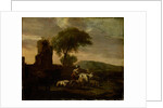 Italian Landscape with Shepherdess and Animals by Simon van der Does