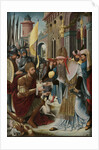 Meeting of Abraham and Melchizedek, inner, left wing of a triptych by Anonymous