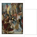 Meeting of Abraham and Melchizedek, inner, left wing of a triptych by Anonymous