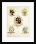The coat of arms of Anna Digna van Gelre, wife of Laurens Jacobsz de Witte, with the coat of arms of her four grandparents by Anonymous