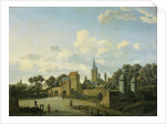 St. Severin in Cologne included in an imaginary Cityscape, Jan van der Heyden by Adriaen van de Velde