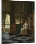 Man Handing a Letter to a Woman in the Entrance Hall of a House by Pieter de Hooch