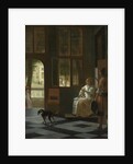 Man Handing a Letter to a Woman in the Entrance Hall of a House by Pieter de Hooch