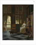Man Handing a Letter to a Woman in the Entrance Hall of a House by Pieter de Hooch