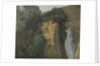 Overgrown Cliffs with a Waterfall in Italy, perhaps at Tivoli by Hendrik Voogd