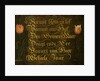 Calligraphed Saying Flanked by two Tulips by Isaac Hondius