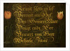 Calligraphed Saying Flanked by two Tulips by Isaac Hondius
