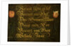 Calligraphed Saying Flanked by two Tulips by Isaac Hondius