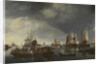 Harbor with Sailboats and Ferry Boat by Hendrick Jacobsz. Dubbels