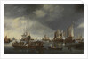 Harbor with Sailboats and Ferry Boat by Hendrick Jacobsz. Dubbels