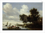 River Landscape with Ferry by Salomon van Ruysdael