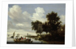 River Landscape with Ferry by Salomon van Ruysdael