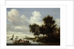 River Landscape with Ferry by Salomon van Ruysdael