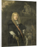 Portrait of an officer of the Leiden civic guard in front of the gate of the headquarters of the St. George guards by Domenicus van Tol