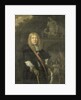 Portrait of an officer of the Leiden civic guard in front of the gate of the headquarters of the St. George guards by Domenicus van Tol