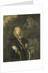 Portrait of an officer of the Leiden civic guard in front of the gate of the headquarters of the St. George guards by Domenicus van Tol
