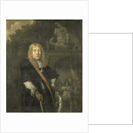 Portrait of an officer of the Leiden civic guard in front of the gate of the headquarters of the St. George guards by Domenicus van Tol