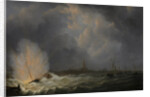 Explosion at Antwerp of Dutch Gunboat No. 2, Commanded by Jan van Speyk, 5 February 1831, Belgium by Martinus Schouman